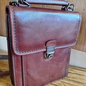 Mancini Burgundy Leather Women's Crossbody Satchel Bag 10x11"